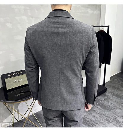 Jackets + Pants / Groom's Wedding Dress Best Fashion Mans Double -breasted Suit Blazer Trousers Male Formal Business Office Suit