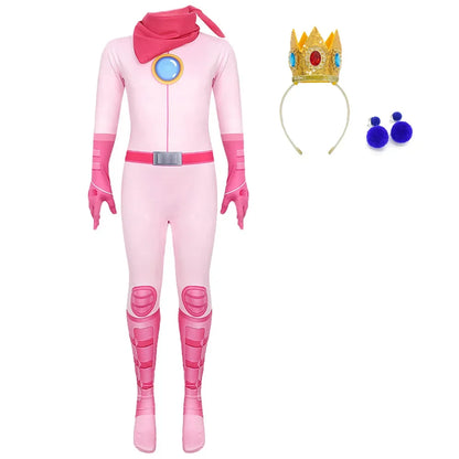 Peach Princess Dress For Girls Game Rosalina Role Play Clothes Cosplay Costume Birthday Party Halloween Carnival Clothing 4-10Y
