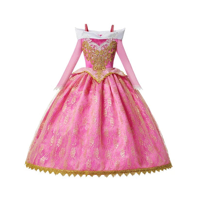 Summer Deluxe Princess Snow White Gown with Cape Girls Fairy Kids Cosplay Costume Toddler Carnival Apparel Halloween Dress up
