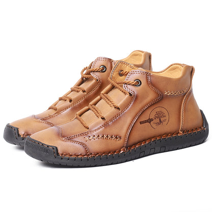 Fashion Men Ankle Boots Handmade Mens Boots Lightweight Mens Designer Boots Outdoor Sneakers Leather Work Boots Plus Size 38-48