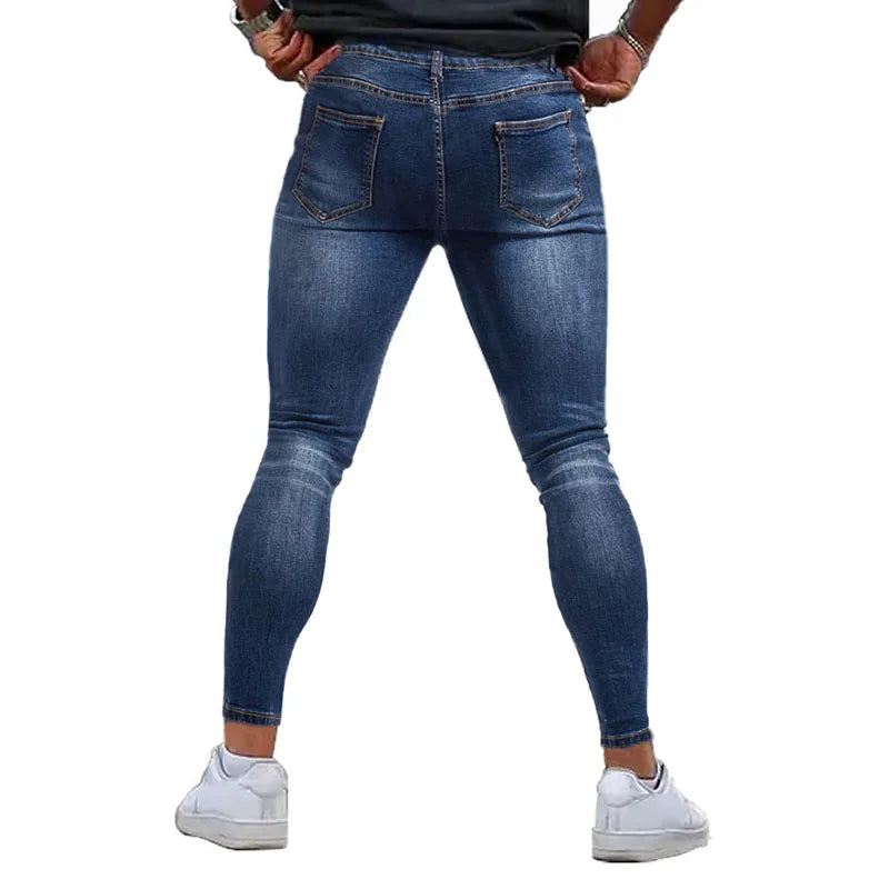 Mens Skinny Brushed Jeans Design Classic Denim Trousers Casual Daily For Office Parties Male Denim Pants Men