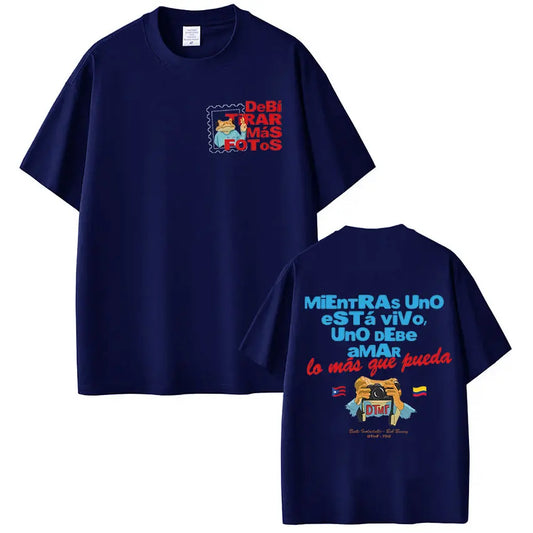 Rapper Bad Bunny T-shirt Debi Tirar Mas Fotos DTMF Tour T Shirts Men's Women Clothing Fashion Hip Hop Vintage T-shirt Streetwear