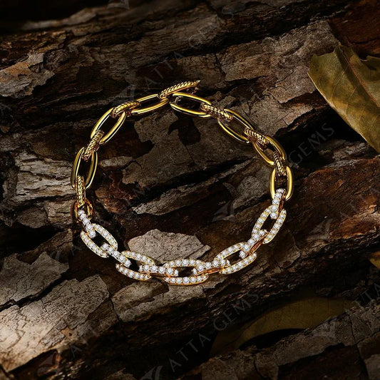 Bracelet de luxe en moissanite et diamant pour femmes, en argent sterling 925, couleur or jaune, cadeau d'anniversaire, bijoux fins