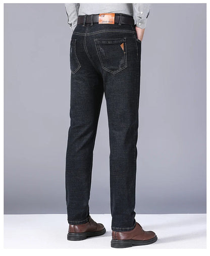 Men Fashion Straight Jeans Men 2024 New Stretch Slim Fit Pants Comfortable Soft Business Denim Trousers Male Brand Clothing