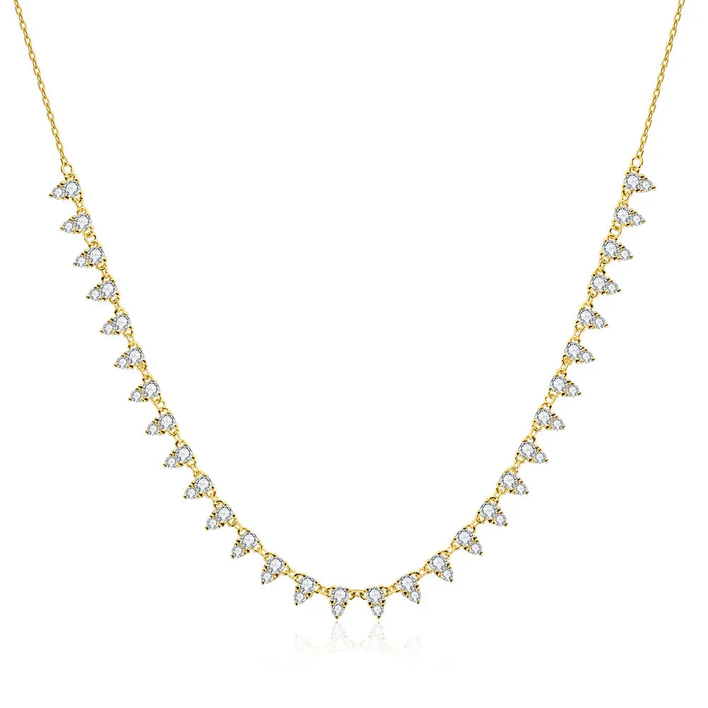2mm/3mm D Color Moissanite Tennis Necklace s925 Sterling Silver 18inch Chain, Wedding Necklaces for Women Fine Jewelry