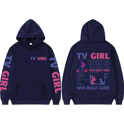 Pop Band TV Girl Who Really Cares Album Print  Hoodies Rock Hip Hop Hooded Sweatshirts Men Women Clothing Y2k Fashion Pullovers