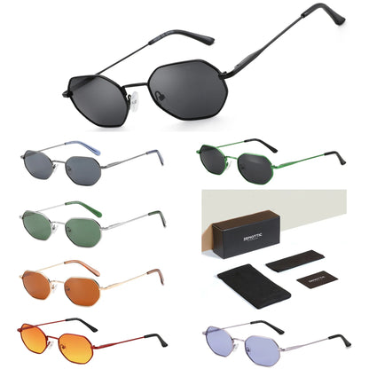 Retro Small Polygon Polarized Sunglasses Women Metal UV400 Sun Glasses Men Anti-Glare UV400 Goggles Driving Eyewear