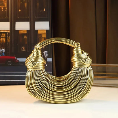 Ladies2025New Luxury Designer Handbags Hand-woven Noodle Bag Knot Bag silver Dinner Bag