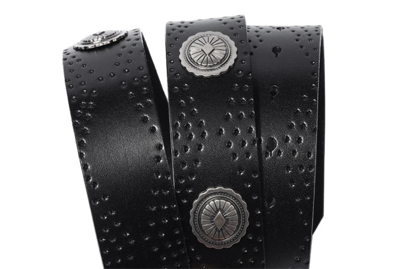3.8CM Heavy Metal Rivet Men Real Genuine Leather Belt Men Smooth Buckle Stud Punk Jeans Belts For Jeans Strap Rock Cowboy