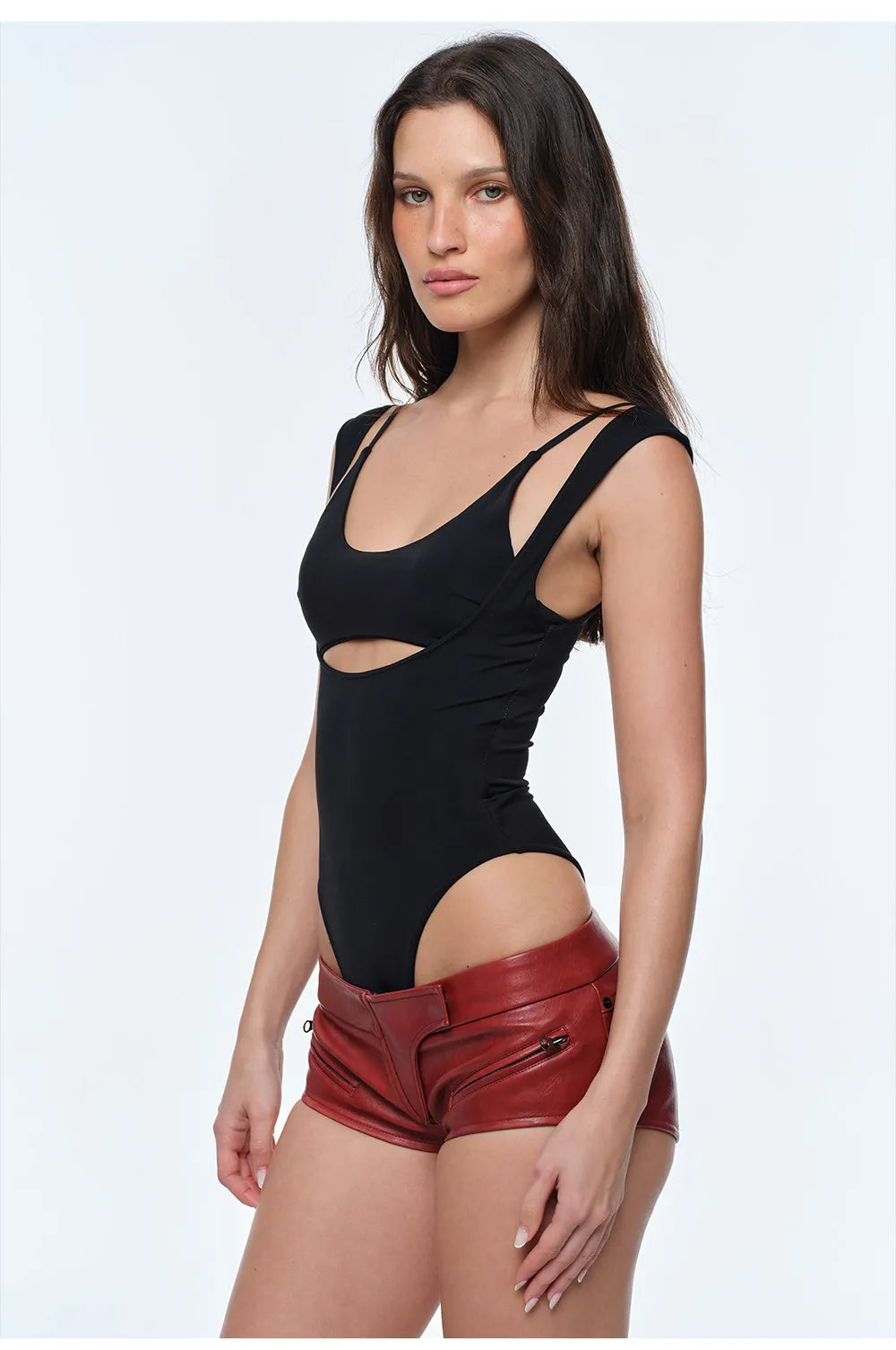 Spring Summer Sexy Fitted Pu Leather Micro Mini Shorts Women Low Waist Punk Style Alt Gyaru Clothing Streetwear Buttoms