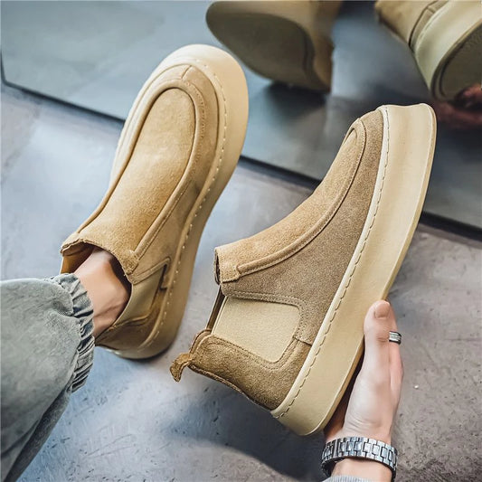 Male Chelsea Shoes Spring Autumn High Cut Platform Men's Booties Boots Classic New Size 44 Trendy 2025 Quality Hot Selling Cheap