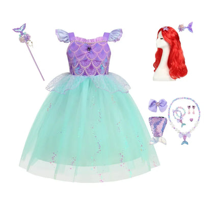 2026 Summer Dresses Baby Girl Carnival Mermaid Princess Dress Kids' Sets and Outfits Kids Clothes Girls Birthday Party Costume