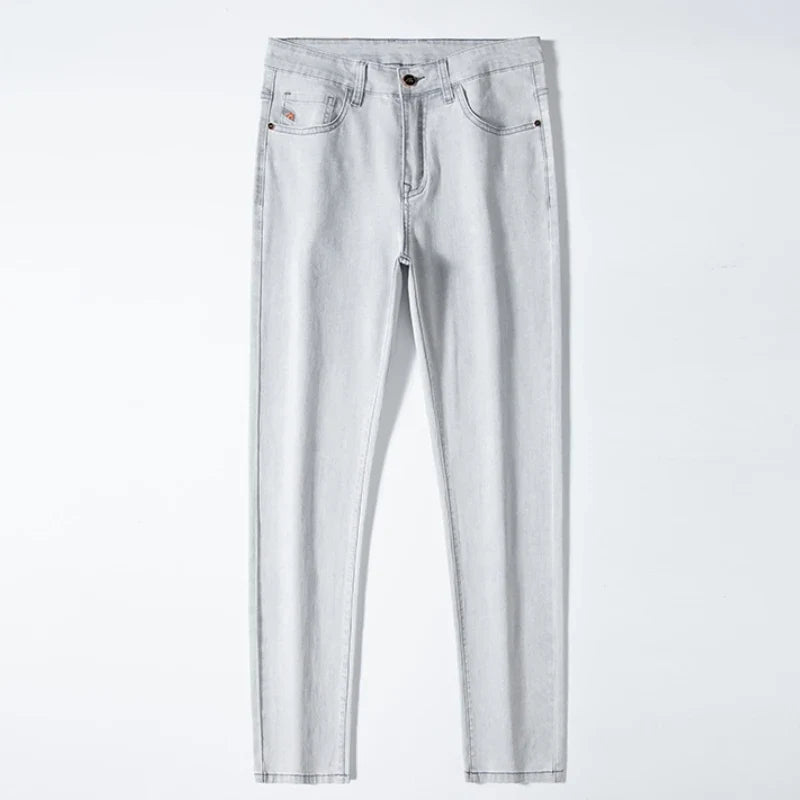 2023 y2k streetwear Spring Summer  Youthful Vitality Men's Fit Straight Thin Denim Jeans Lightweight Cotton Stretch Trousers
