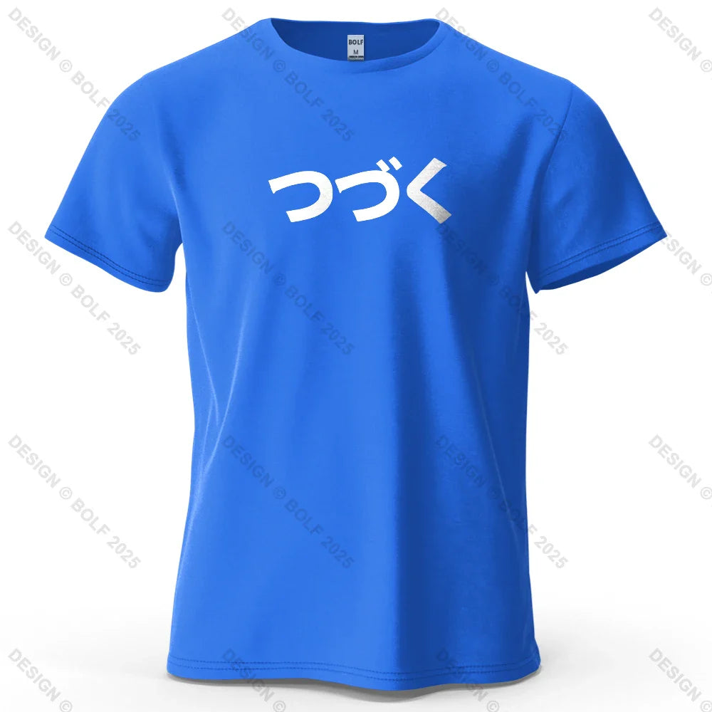 Japanese Character Printed Men's T-Shirt 100% Cotton Oversized Cultural Graphic Tees for Women Tops Tees Casual Streetwear