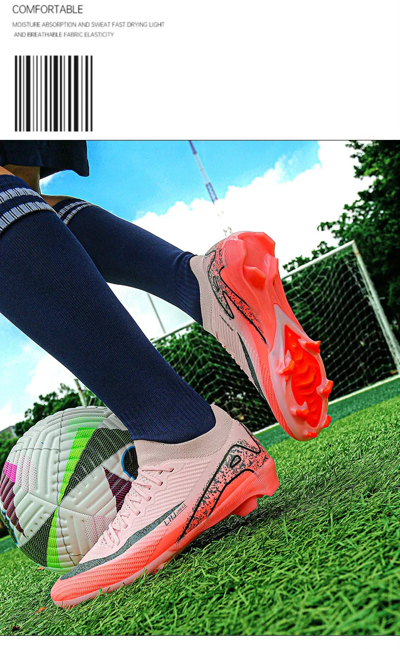 High Top Men Soccer Cleats Professional Football Shoes AG/TF Studs Anti Slip Training Sneaker Comfortable Breathable Adult Match