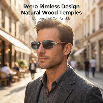 Photochromic Rimless Sunglasses Women Trendy Luxury Square Sunglass Men Vacation Sunscreen Fashion Glasses Gafas De Sol Hombre