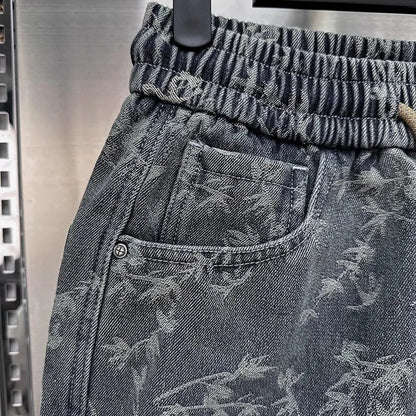 Jacquard American Classic Jeans Fashion Joints Harem Pants High Quality  Loose Harajuku Straight-Leg Trousers Men Clothing