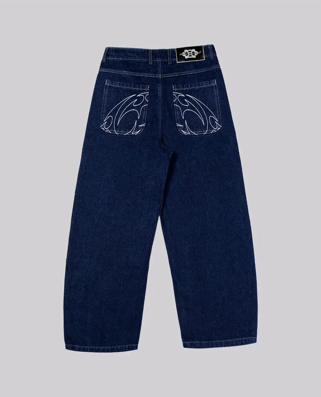 90s Retro Street Embroidery Jeans Male  R&B Solid Color Loose Straight Pants Female Y2K Harajuku Hip Hop  Punk Style  Men Jeans
