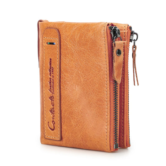 Portefeuille en cuir de vachette véritable Crazy Horse pour homme, petit porte-monnaie court, portefeuille vintage de marque de haute qualité