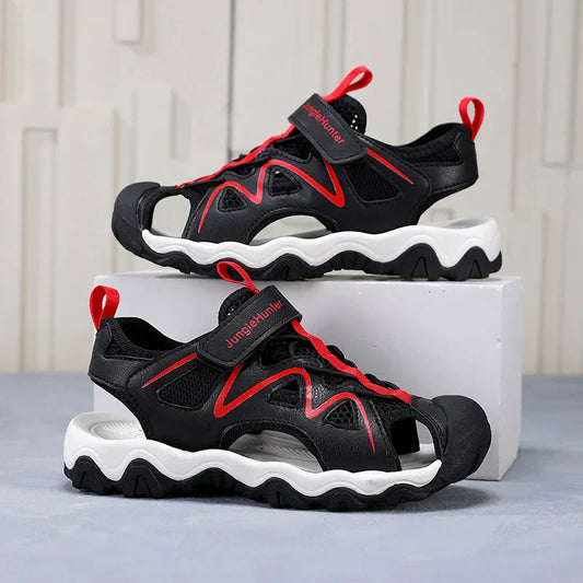 Kids Closed Toe Sport Sandals Adjustable Strap Mesh Non Slip Summer Shoes for Boys Children Outdoor Beach Casual Sandals Sneaker