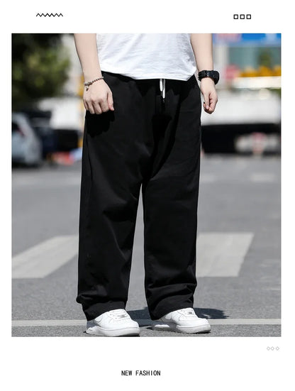 Men's Summer Workwear Pants Plus Size Loose Straight Leg Casual Trousers XL-8XL Big and Tall Large Summer Pants Asian Size