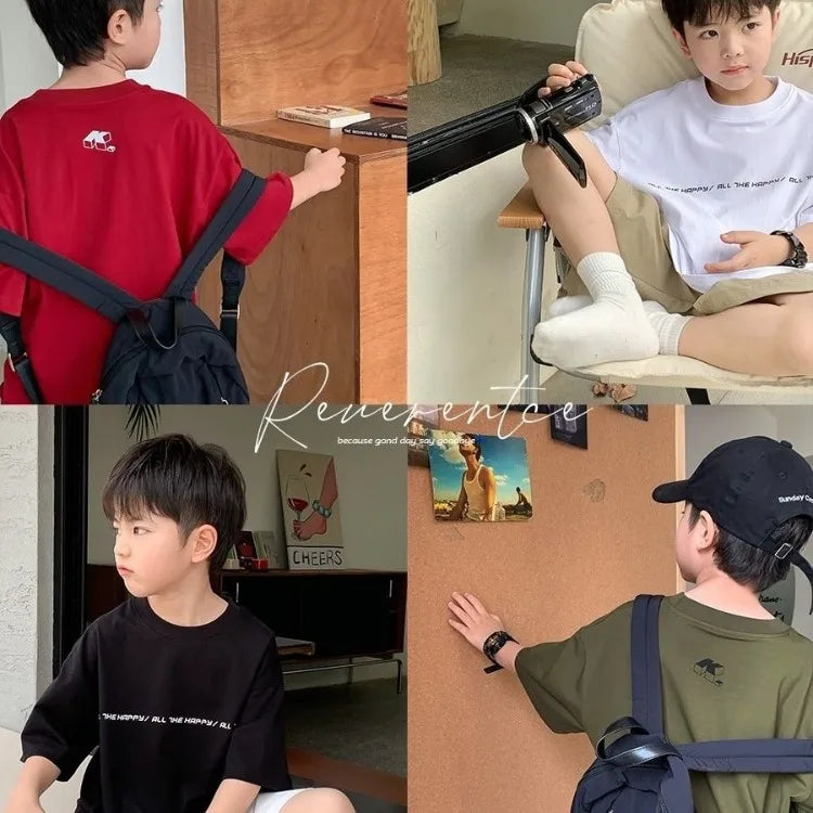 2026 New Boys' Summer 100% Cotton T-Shirt Loose Fit Short Sleeve Baby Top for Kids Stylish Trendy Kids' Clothing
