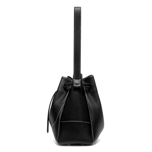 Women's Drawstring Bag Spring Simple Black Casual Women's Bag Mommy Shopping Bag