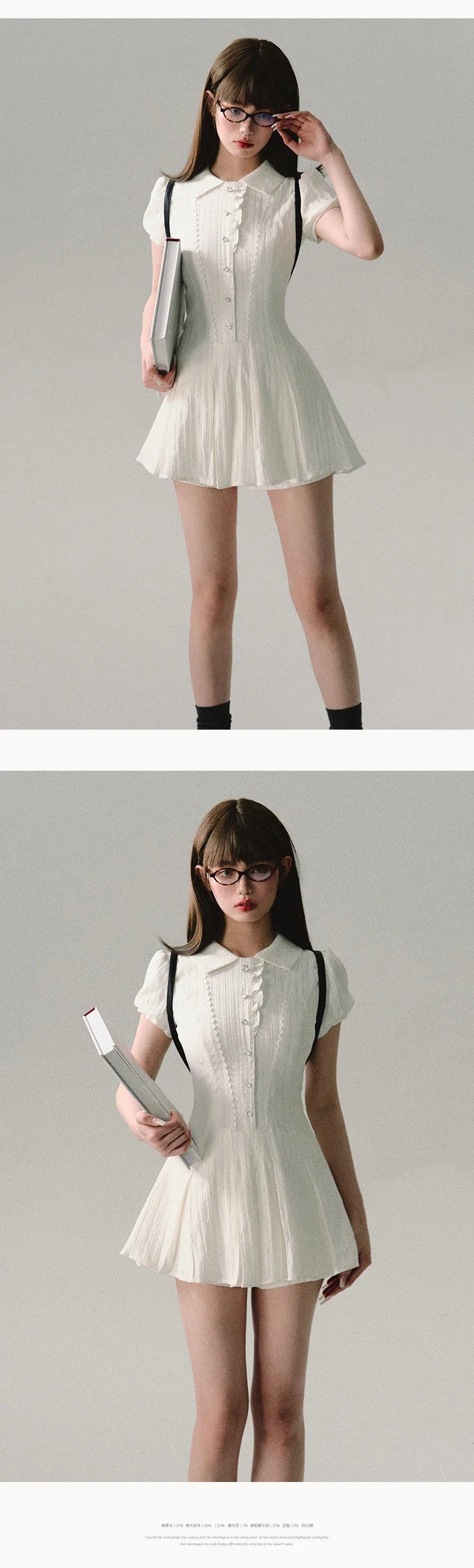 High Quality Dress A-line Elegant Sexy Lace Short Sleeved Shirt Skirt Commuting College Style Decoration Retro Dress Vestido Y2k