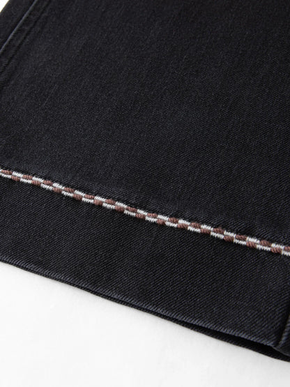 Double-length Jeans Women High-waisted Slim-fit Classic Straight Pants High Waist Elegant Office Lady Spring Trendy