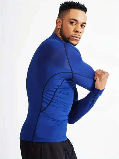 Fitness tight fitting men's long sleeved sports running basketball elastic base shirt with quick absorption and sweat wicking pr