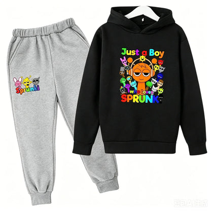 Sprunki Kids Clothes Hoodie+pants Age 2-12 Boy Girl Incredibox Anime Figures Sweatshirt Spring Autumn Pullover for Children Sets