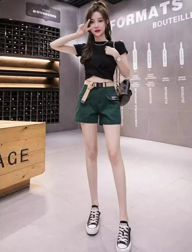High Waist Shorts for Women Korean Style Cotton Short Pants Woman Design Trend 2025 Fashion Clothing XL Outfits Youthful Jorts