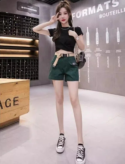 High Waist Shorts for Women Korean Style Cotton Short Pants Woman Design Trend 2025 Fashion Clothing XL Outfits Youthful Jorts
