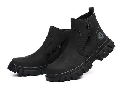 Steel Toe Work Boots side zipper anti-slip work shoes  Anti-Smash Anti Puncture industrial construction waterproof safety shoes