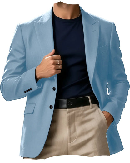 Men Blazer Jacket Single Breasted Notched Lapel Slim Fit Casual Business Suit Jacket Office Daily Wear Gentleman Sport Coat
