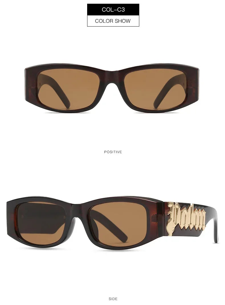 2024 Vintage Luxury Square Sunglasses Women Fashion Letters Sun Glasses Classic Retro Shades Outdoor Travel Male Eyewear UV400