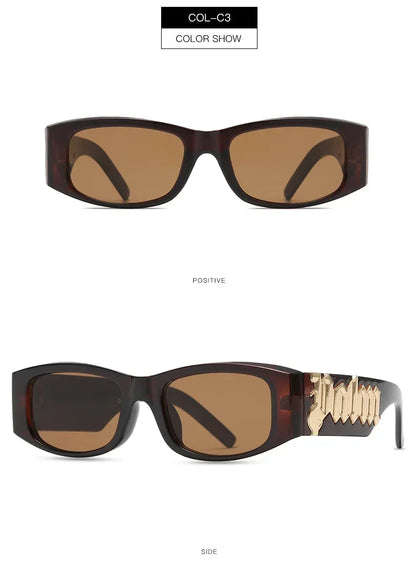 2024 Vintage Luxury Square Sunglasses Women Fashion Letters Sun Glasses Classic Retro Shades Outdoor Travel Male Eyewear UV400