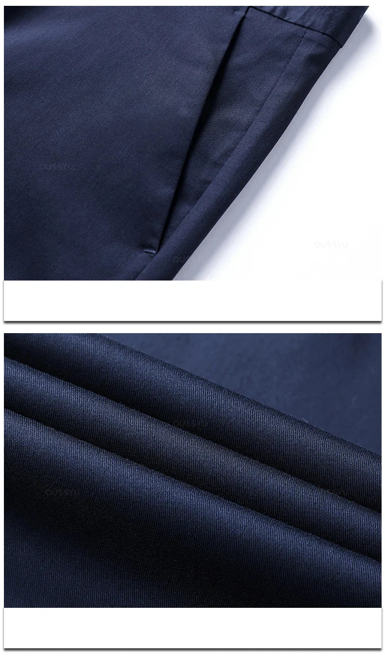 New Summer Cosy Soft Bamboo Fiber Straight Suit Pants Men Business Stretch Thin Navy Blue Casual Trousers Male Large Size 40 42