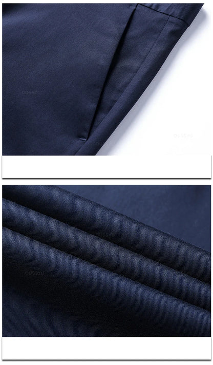New Summer Cosy Soft Bamboo Fiber Straight Suit Pants Men Business Stretch Thin Navy Blue Casual Trousers Male Large Size 40 42