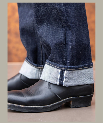 Red Tornado NOIR 18oz Indigo Selvedge Denim Jeans One-wash with Cinch-Back and Arcuate Stitching