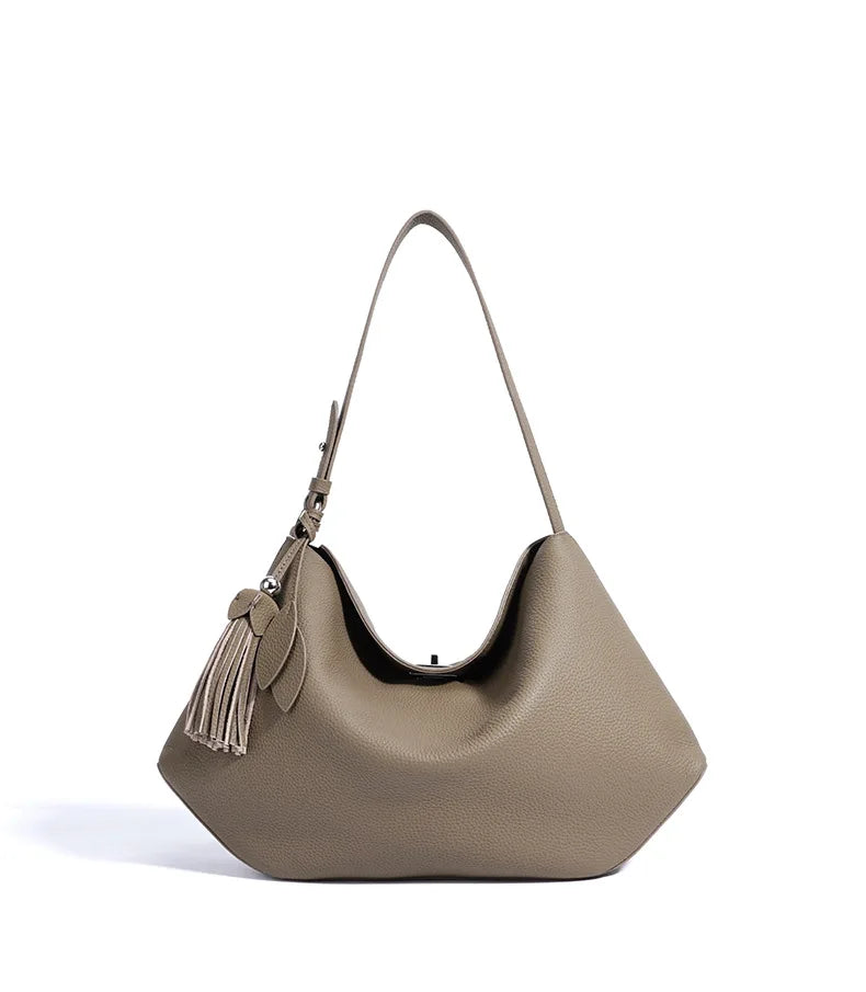2026 Hot Top Grain Leather Spacious Tote Bag Fashionable Underarm Single Shoulder Crossbody Bag Women Chic Shopping Hobo Handbag