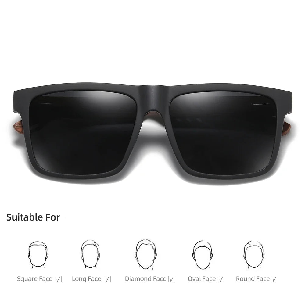 New Arrivals Black Wooden Polarized Sunglasses for Men Bamboo Sunglasses Red UV400 Lenses Fashion Driving Shades S5565