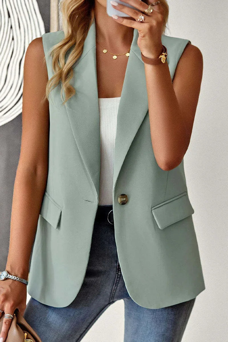 Blazer Women Clothing Coat Vest Solid Single-breasted Casual Elegant Fashion Sleeveless Solid Street Jacket Clothing New