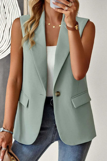 Blazer Women Clothing Coat Vest Solid Single-breasted Casual Elegant Fashion Sleeveless Solid Street Jacket Clothing New