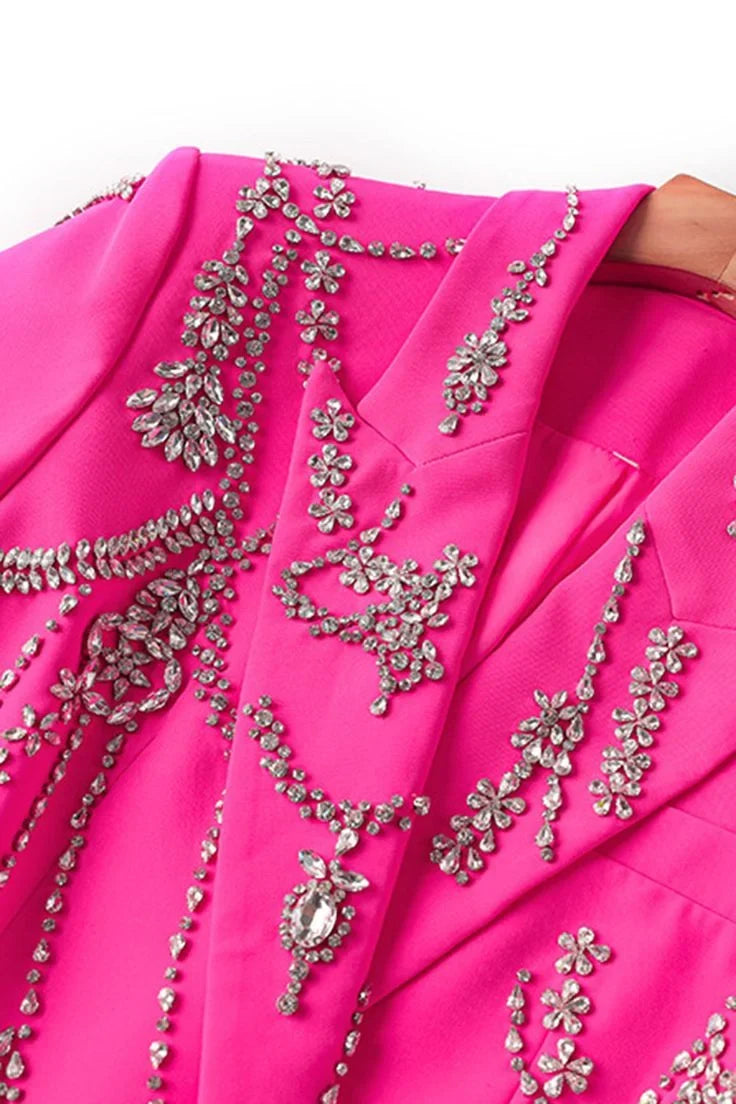New Style Fuchsia Elegant Women's Suits Peak Lapel Double Breasted One Piece Suit Blazer Wedding Prom Party Jacket Customized