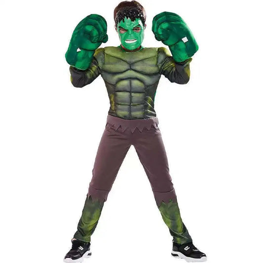 New Boys Hulk Costume Superhero Hulk Cosplay Muscle Jumpsuit Gloves Suit Girls Halloween Carnival Party Costumes