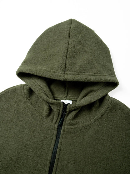 Men's Hiking Tactical Fleece Full Zip Hooded Jacket Multi-Zipper Pockets Design Autumn Winter Warm Outdoor Sports Coat for Men