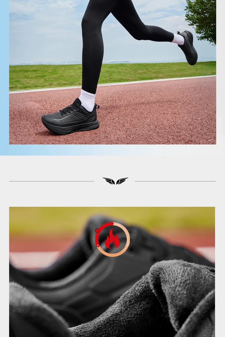 YUYI 4 Winter Running Shoes Men's Sports Shoes Waterproof Absorbing Lightweight Black Fleece Sneakers QXB023244007B
