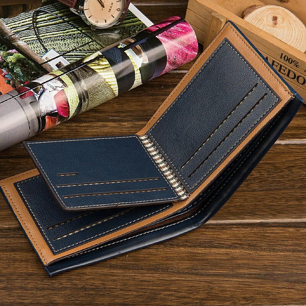Men's Slim Business Wallet Rfid Blocking Compact Front Pocket 6+ Card Slots PU Leather