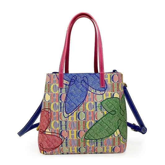 Women's Handbag Fashion Letter Printed Flower Design Large Capacity High End Texture Crossbody Bag